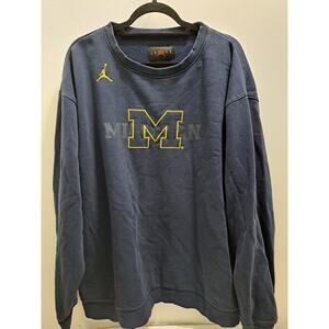 Michigan Wolverines Sweatshirt Mens 3XL Blue Crewneck Nike Jordan Fleece VTG